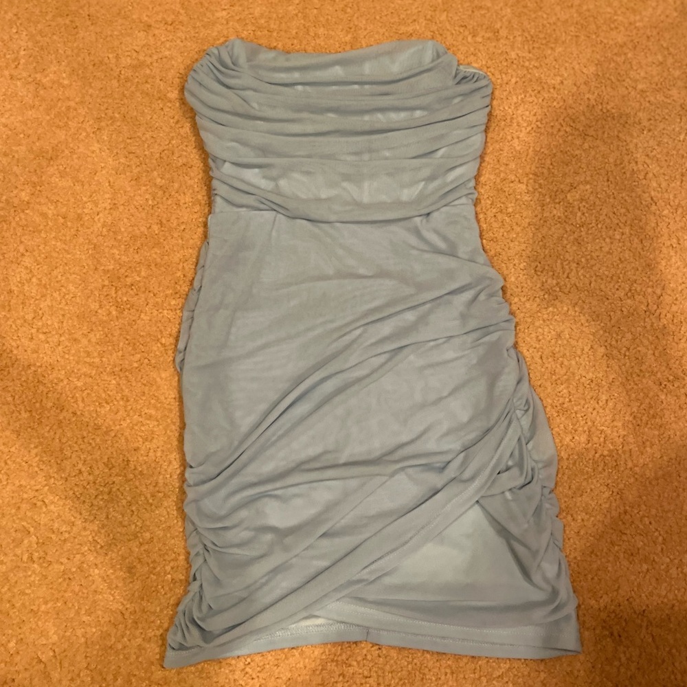 Light Blue Bustier Mesh Mini Dress